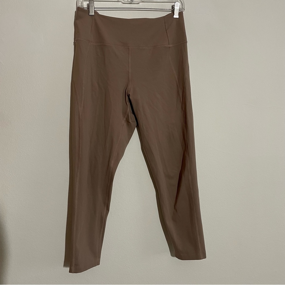Girlfriend Collective brown tan stretch athleisure leggings in size large